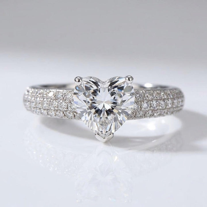 Heart Diamond Silver Pavé Ring