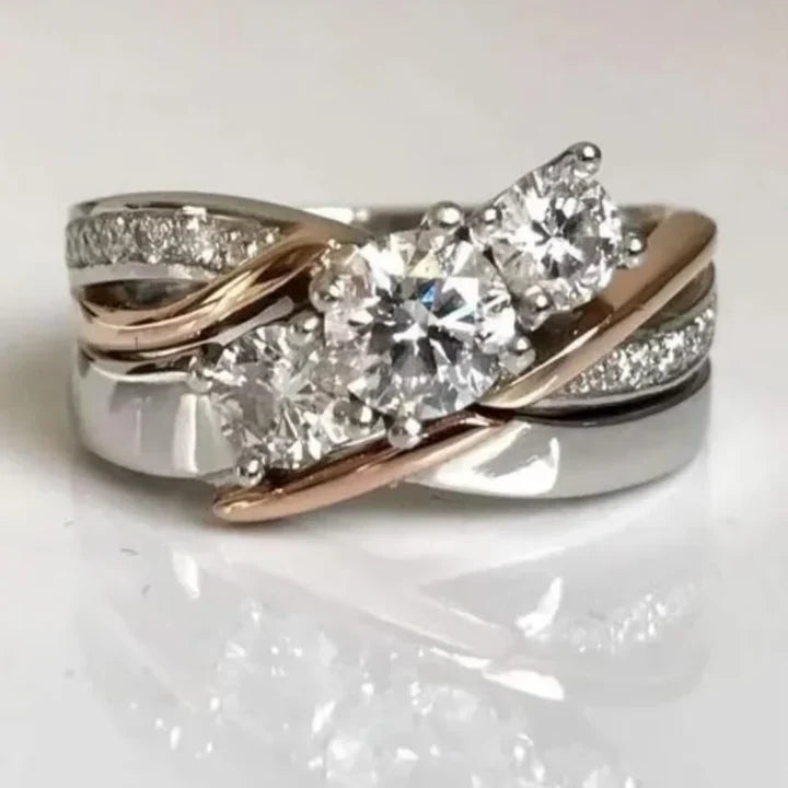 Vintage Gold &amp; Silver Zirconia Ring