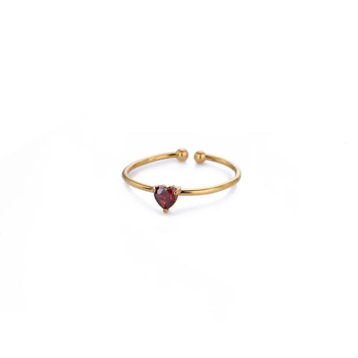 Birthstone Ring Titanium Steel Plated 18K Open Adjustable Gold
