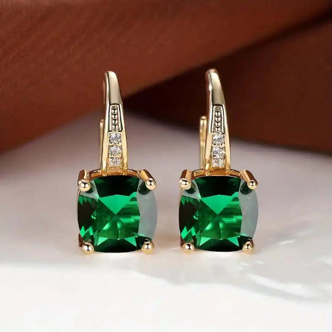 Mystic Sapphire Stone Hoop Earrings