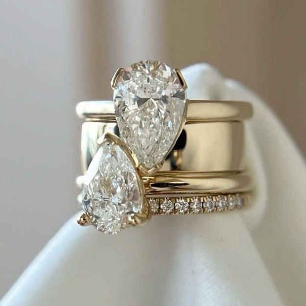 Vintage Dual Zirconia Drop Ring