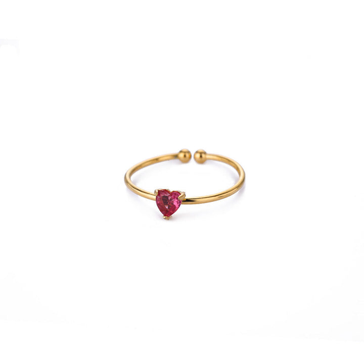 Birthstone Ring Titanium Steel Plated 18K Open Adjustable Gold