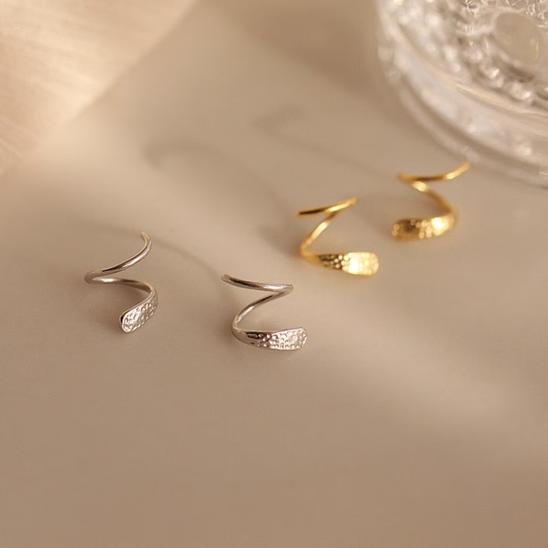 Vintage Spiral Gold &amp; Silver Earrings