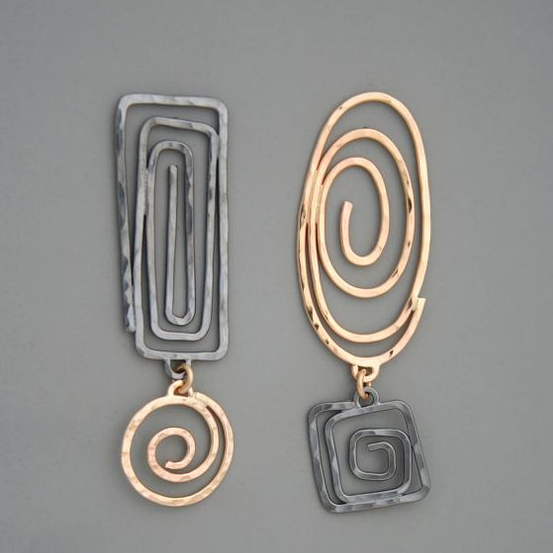 Boho Gold &amp; Silver Spiral Earrings