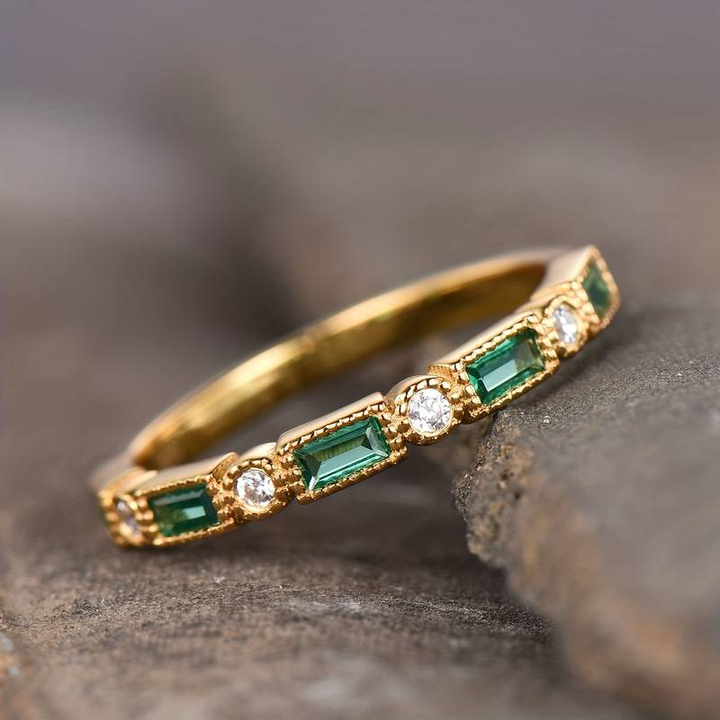 Alex Green Inlaid Zirconia Gold Ring