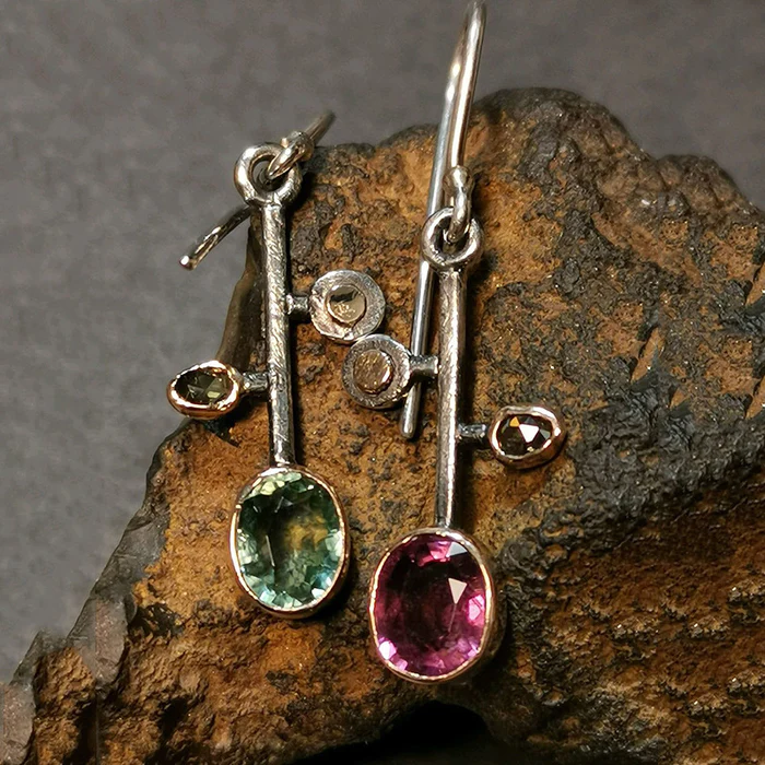 Vintage Green &amp; Garnet Crystal Earrings