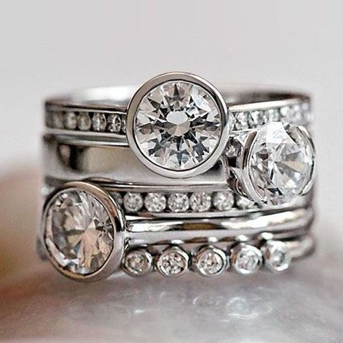 Vintage Silver &amp; Crystal Layered Ring