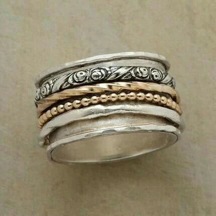 Vintage Silver &amp; Gold Beads Ring