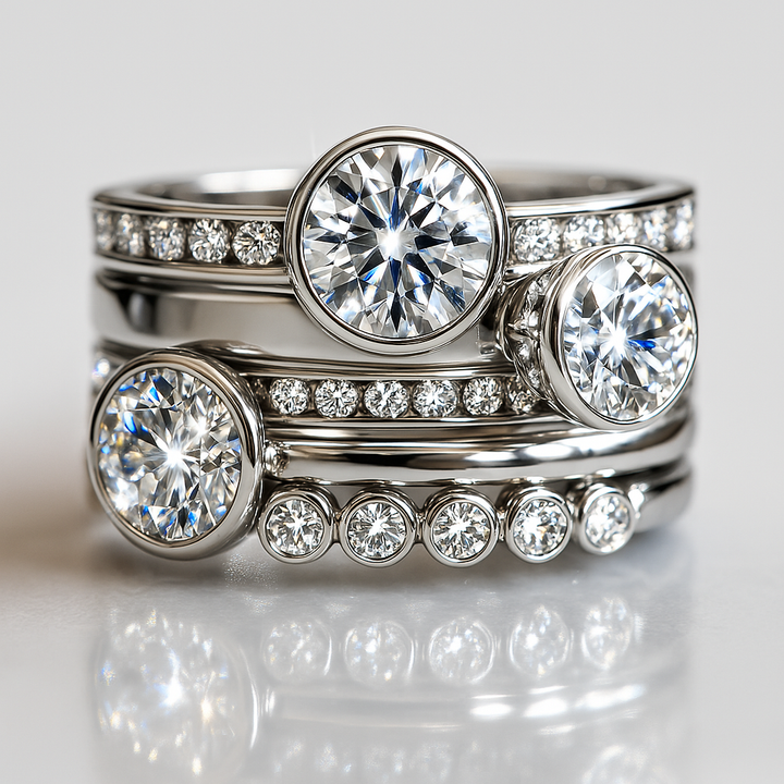 Vintage Silver &amp; Crystal Layered Ring