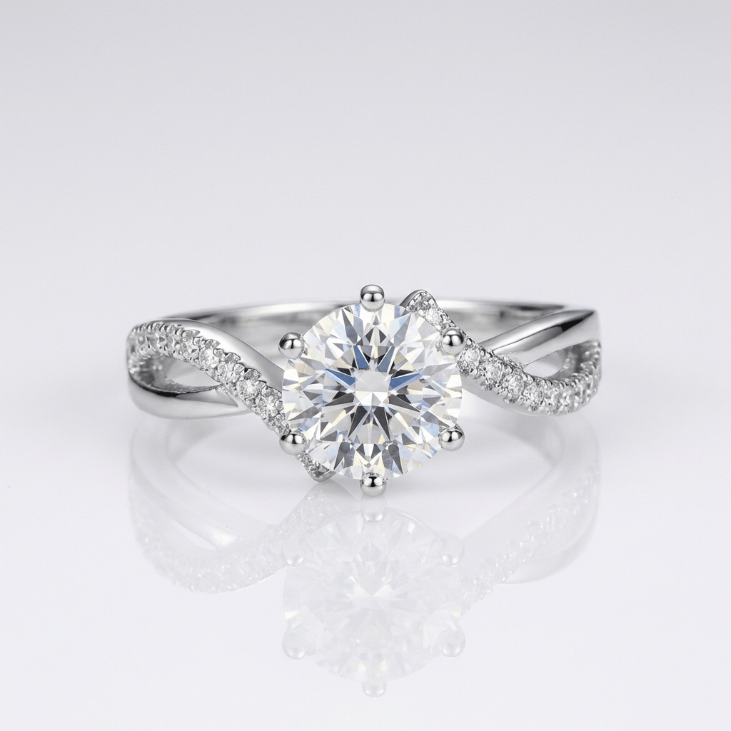 Round Zirconia Silver Infinity Ring