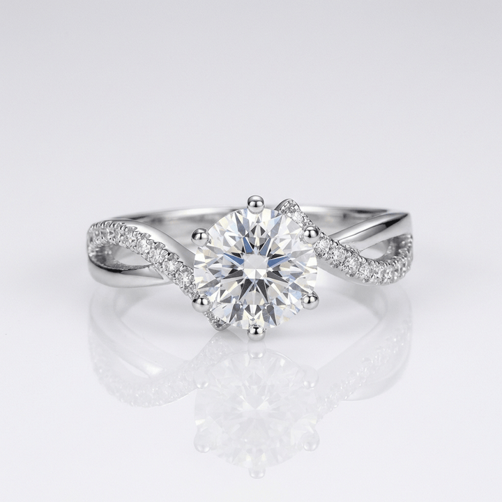 Round Zirconia Silver Infinity Ring