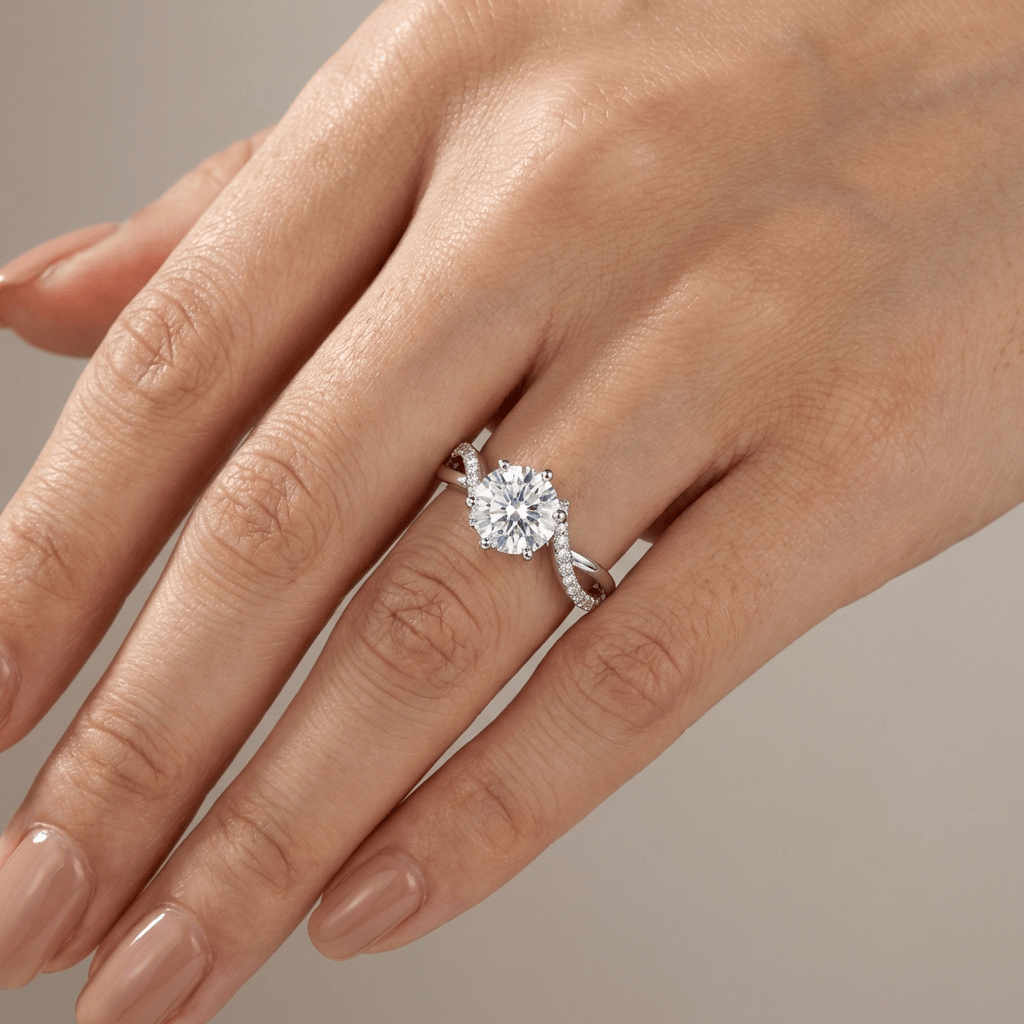 Round Zirconia Silver Infinity Ring