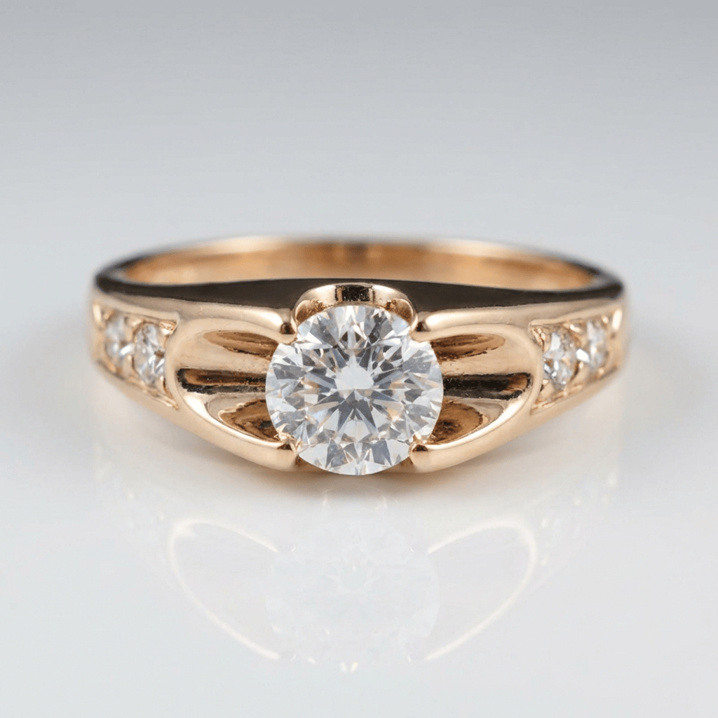Classic Rose Gold Zirconia Solitaire Ring