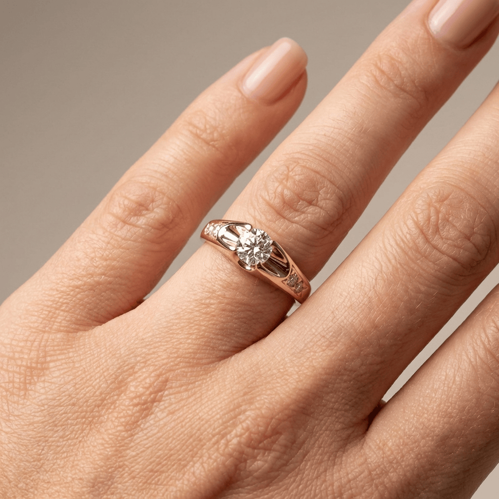 Classic Rose Gold Zirconia Solitaire Ring
