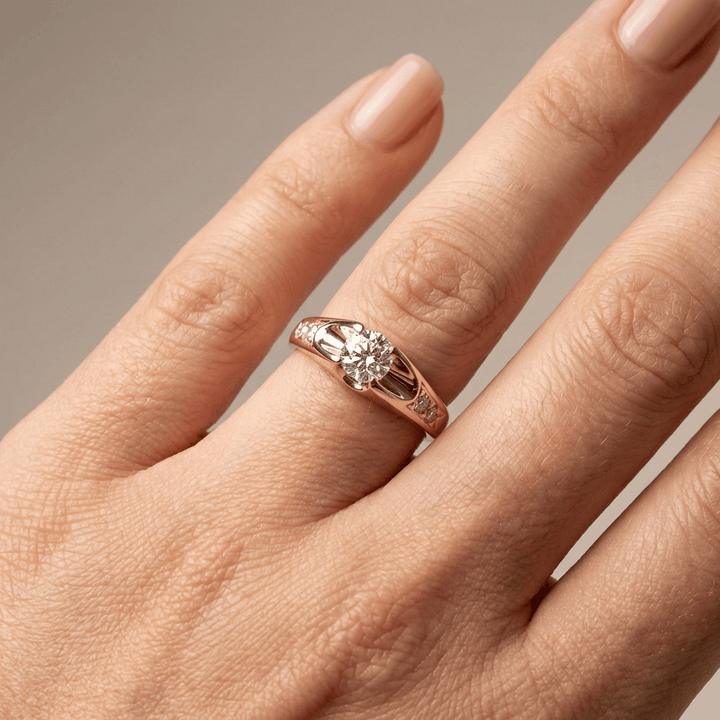 Classic Rose Gold Zirconia Solitaire Ring