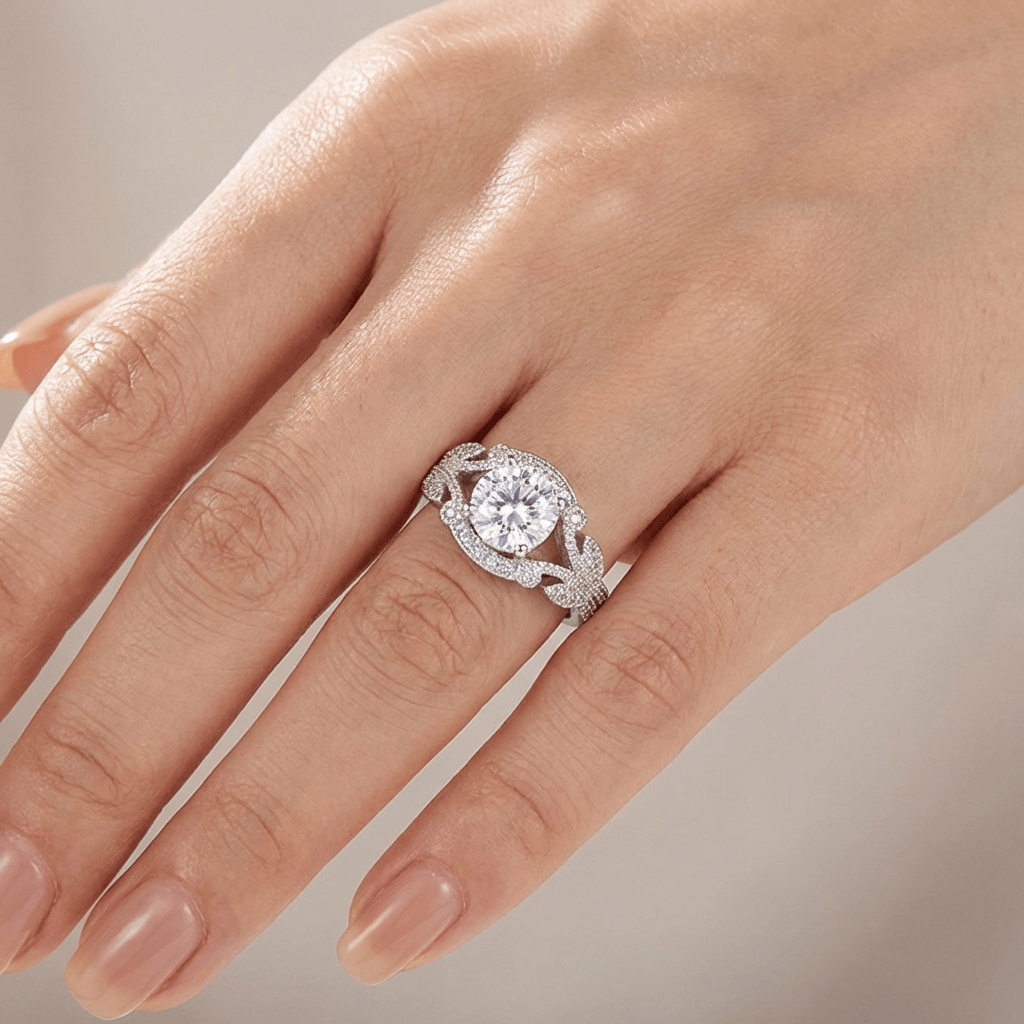 Vintage Zirconia Silver Braided Ring