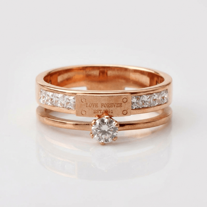 Love Forever Rose Gold Double Band Ring