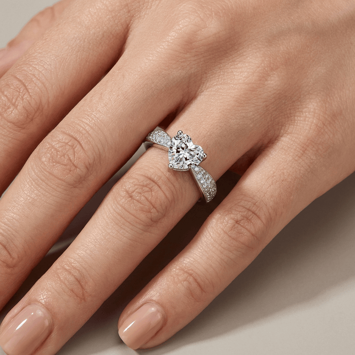 Heart Zirconia Silver Pavé Ring