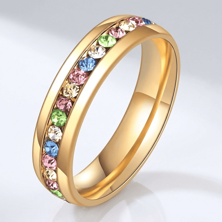 Colorful Crystal Eternity Band Ring