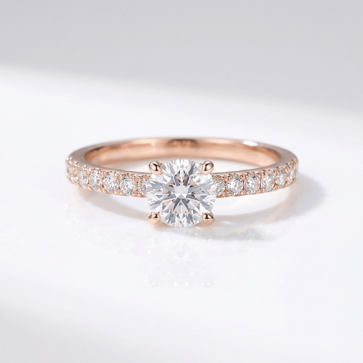 Round Zirconia Rose Gold Pavé Ring