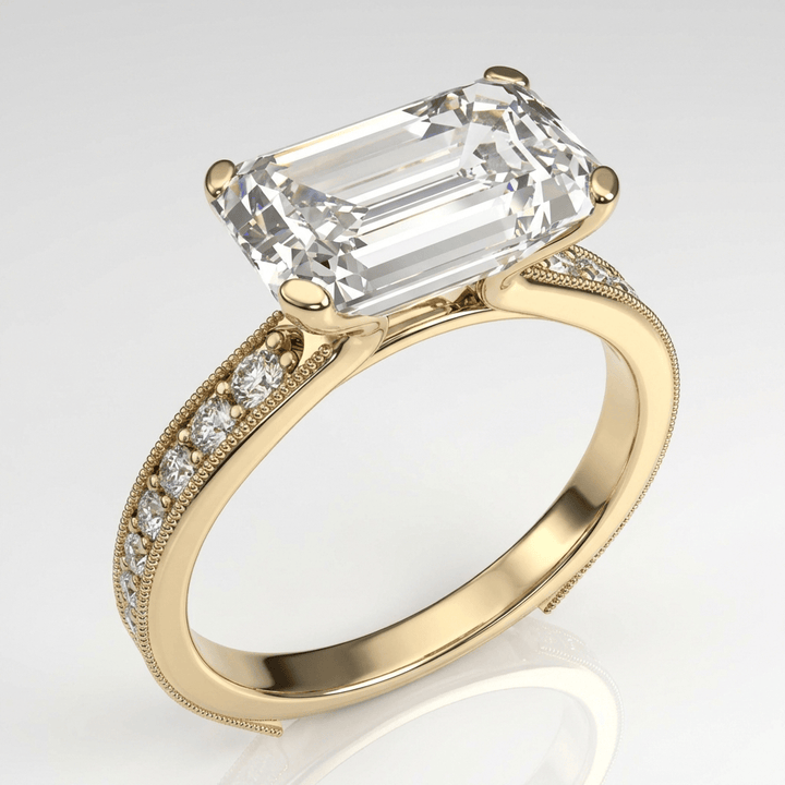 Emerald Cut Zirconia Gold Vintage Ring