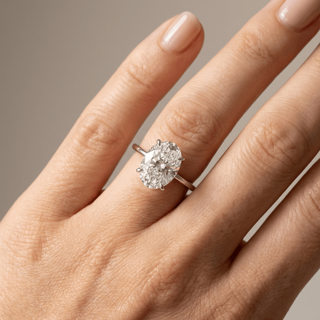 Oval Diamond Solitaire Ring