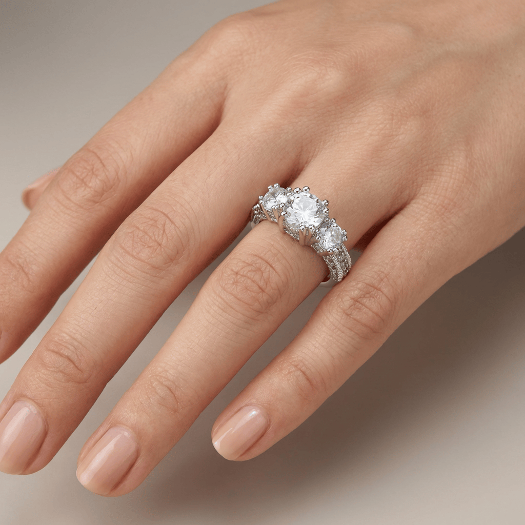 Silver Round Zirconia Halo Ring