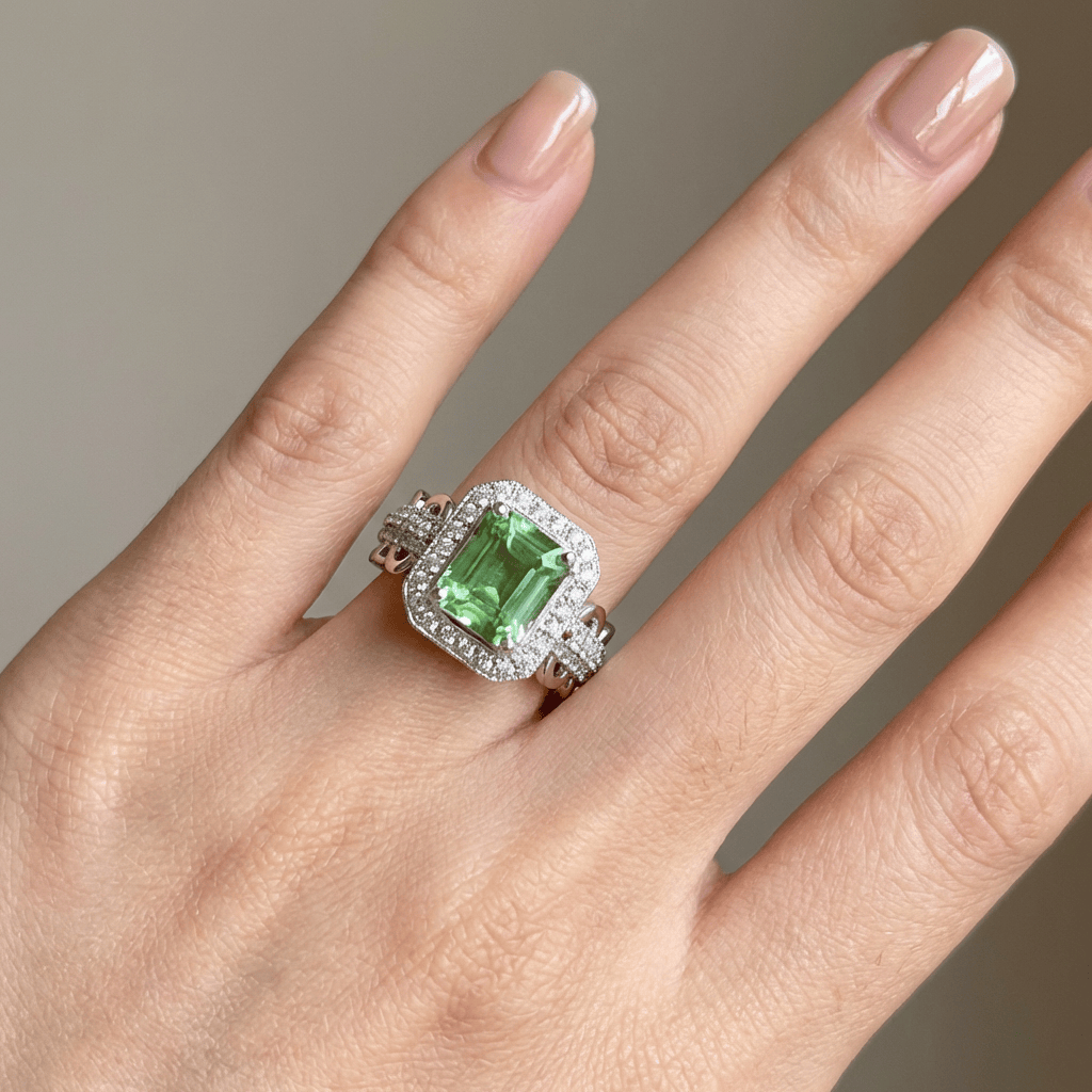 Emerald Halo Ring