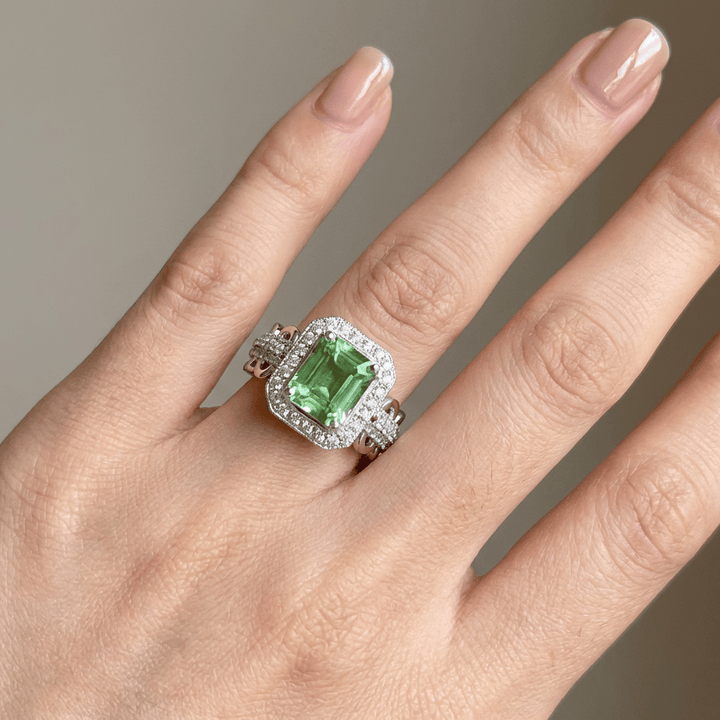 Emerald Halo Ring