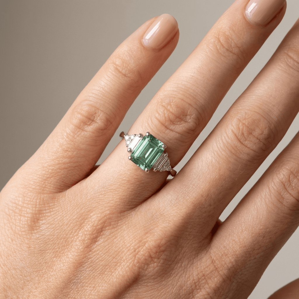 Silver Diamond Trio Ring