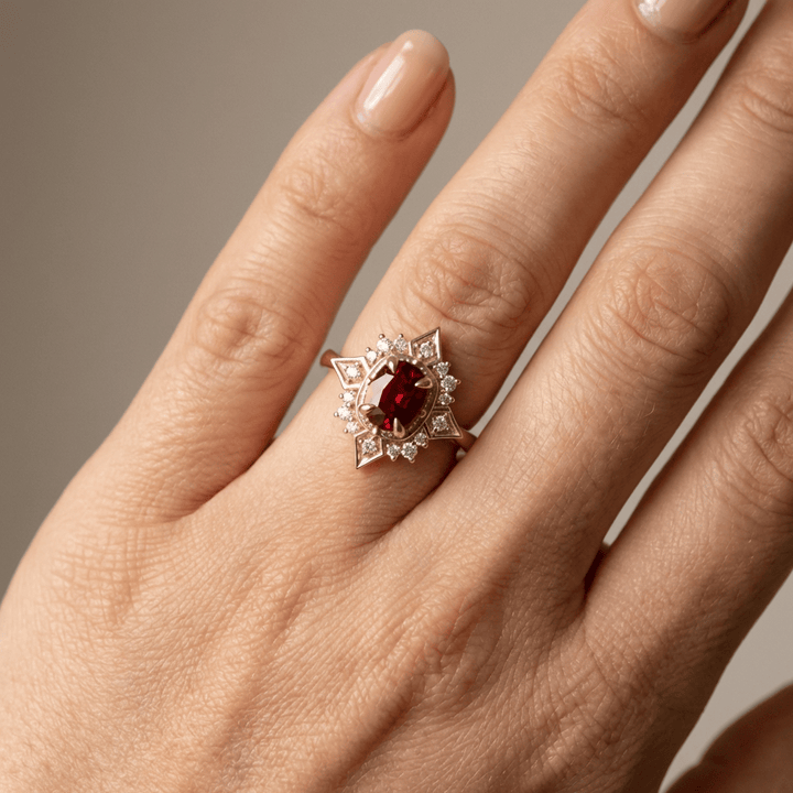 Gold Ruby Diamond Vintage Ring