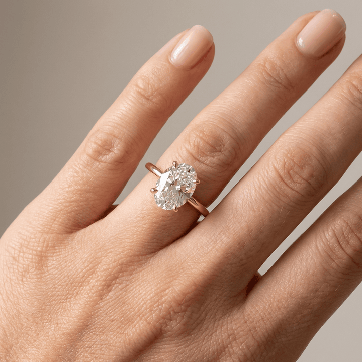 Gold Oval Diamond Solitaire Ring