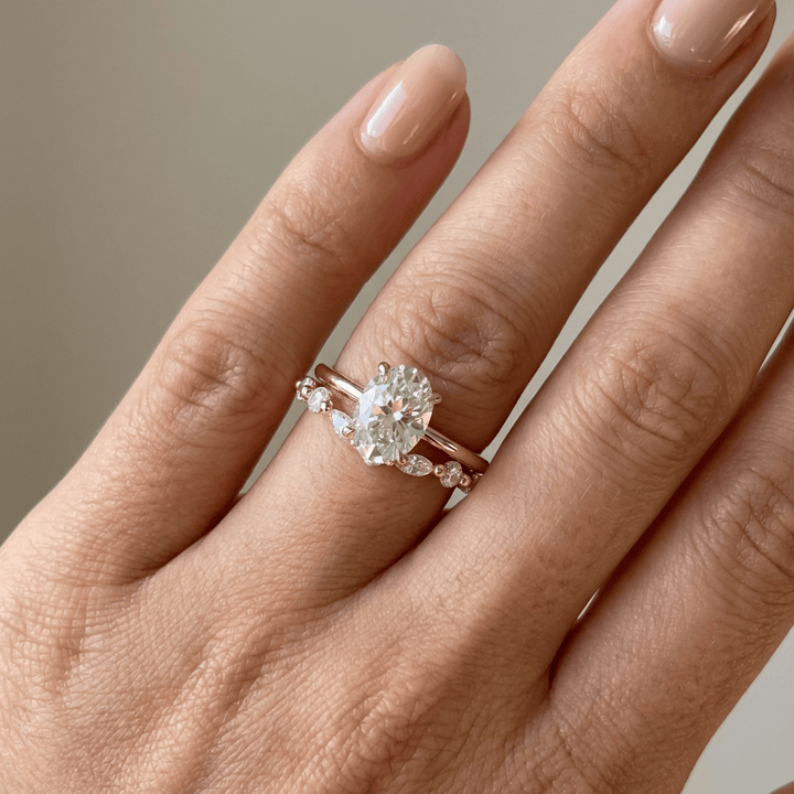 Gold Oval Diamond Marquise Band Set