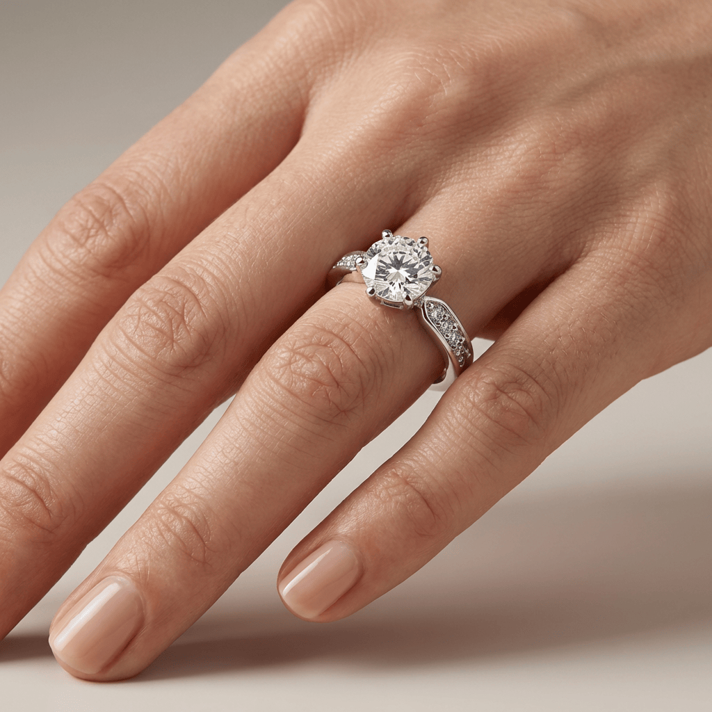 Rose Gold Round Diamond Pave Ring - (Adjustable)