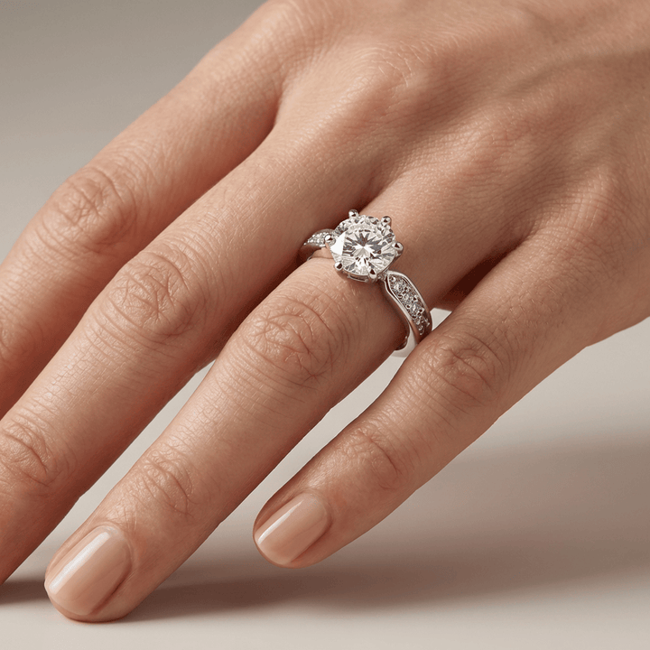 Rose Gold Round Diamond Pave Ring - (Adjustable)