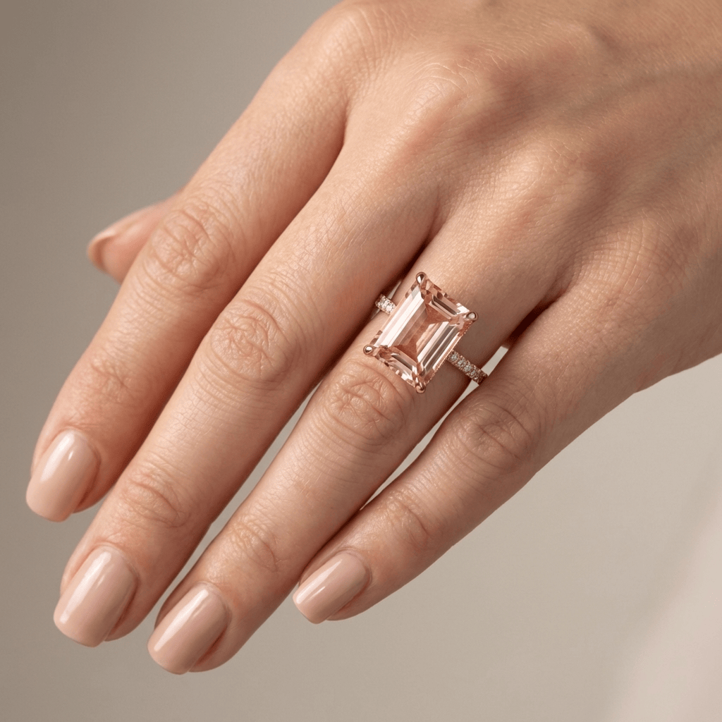 Rose Gold Morganite Pave Ring