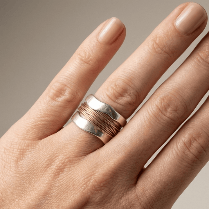 Handmade Silver Gold Wire Wrap Ring