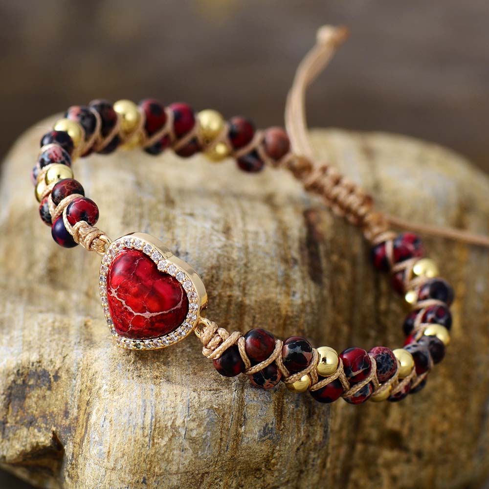 Dazzling Jasper Heart Bracelet