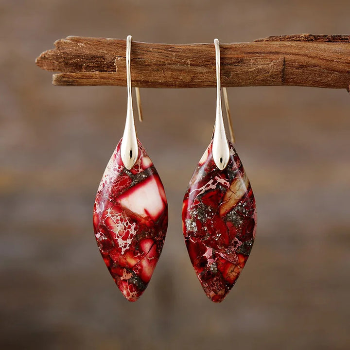 Earthy Jasper &amp; Gold Teardrop Earrings