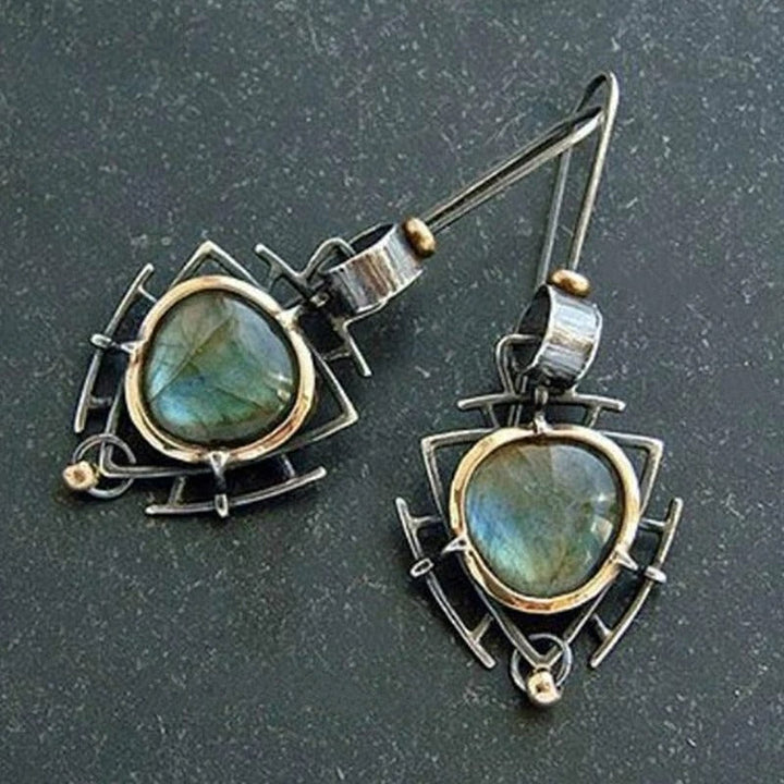 Vintage Silver &amp; Gold Labradorite Earrings